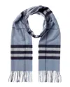 Burberry Check Cashmere Scarf In Blue