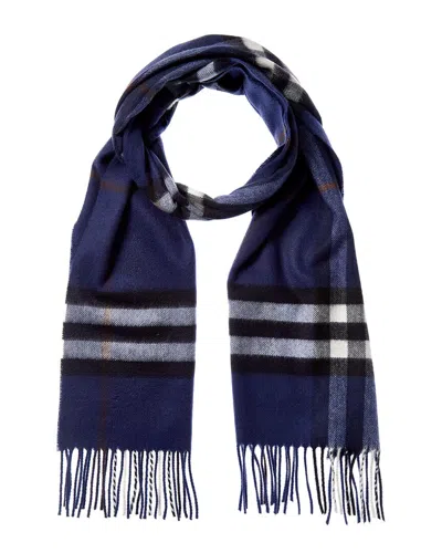 Burberry Check Cashmere Scarf In Blue