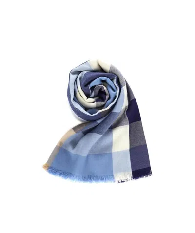 Burberry Check Cashmere Scarf In Blue
