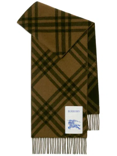 Burberry Check Cashmere Scarf In Brown