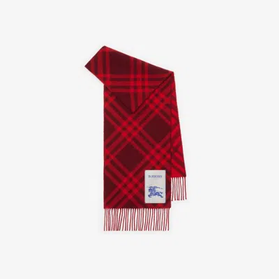 Burberry Check Cashmere Scarf In Burgundy