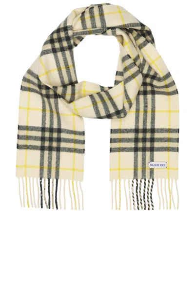 Burberry Check Cashmere Scarf In Candle