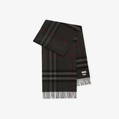 Burberry Check Cashmere Scarf In Grey