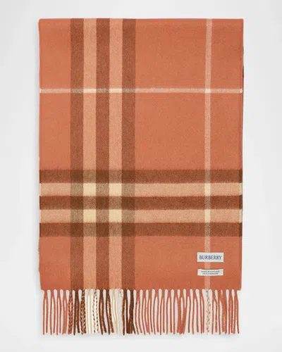 Burberry Check Cashmere Scarf In Orange