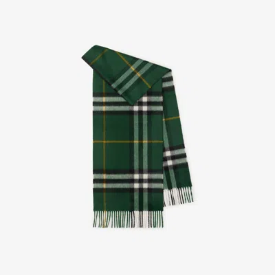 Burberry Check Cashmere Scarf In Dark Fern Green