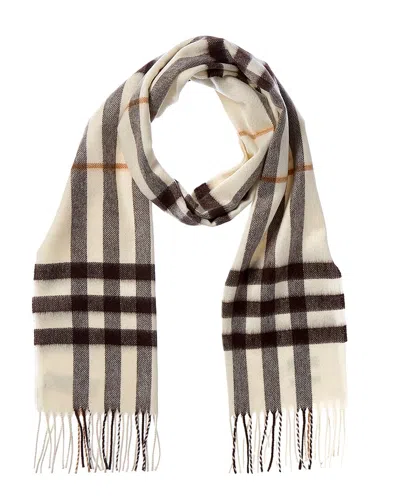 Burberry Check Cashmere Scarf In White