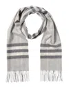 Burberry Check Cashmere Scarf In Gray