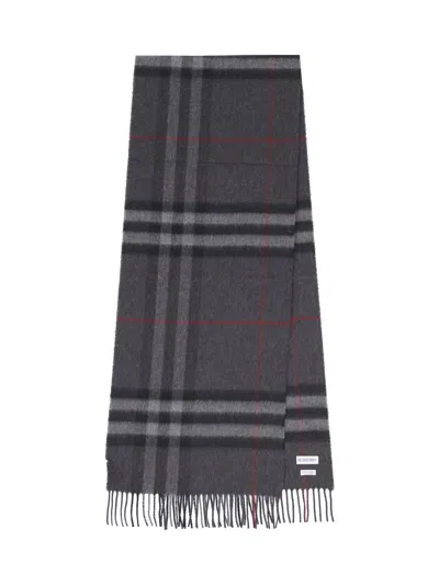 Burberry 'check' Cashmere Scarf In Gray