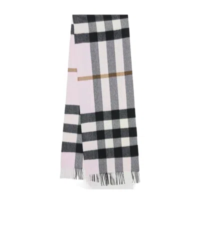 Burberry Check Cashmere Scarf In Gray