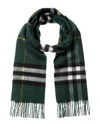 Burberry Check Cashmere Scarf In Green