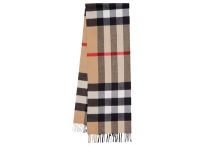 Pre-owned Burberry Check Cashmere Scarf In Archive Beige