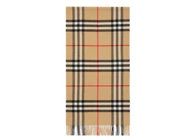 Pre-owned Burberry Check Cashmere Scarf In Archive Beige (80767951)