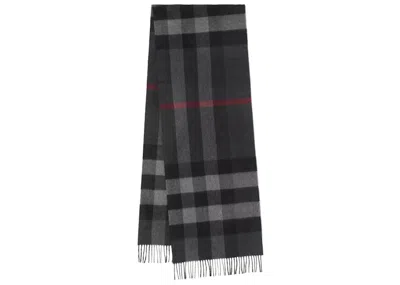 Pre-owned Burberry Check Cashmere Scarf In Charcoal