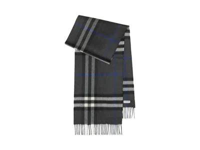 Pre-owned Burberry Check Cashmere Scarf In Dark Charcoal In Gray