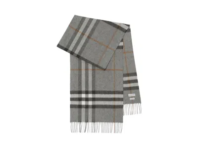 Pre-owned Burberry Check Cashmere Scarf In Grey