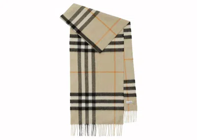 Pre-owned Burberry Check Cashmere Scarf In Light Sage