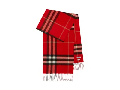Pre-owned Burberry Check Cashmere Scarf In Red