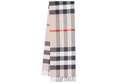 Pre-owned Burberry Check Cashmere Scarf In Stone