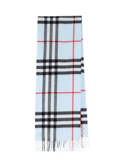 Burberry 'check' Cashmere Scarf In Light Blue