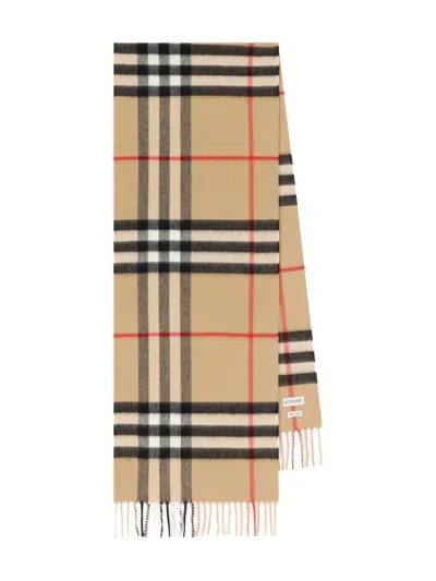Burberry Check Cashmere Scarf In Brown