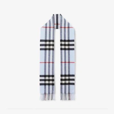 Burberry Check Cashmere Scarf In Pale Blue