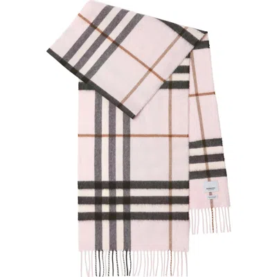 Burberry Check Cashmere Scarf In Pale Candy Pink
