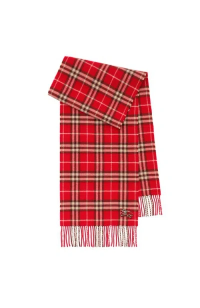 Burberry Check Cashmere Scarf In Red