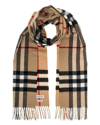 Burberry Check Cashmere Scarf In Brown