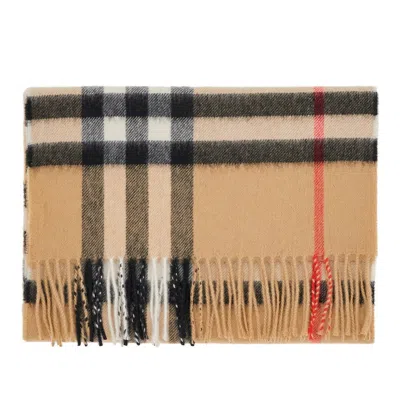 Burberry Check Cashmere Scarf In Sand