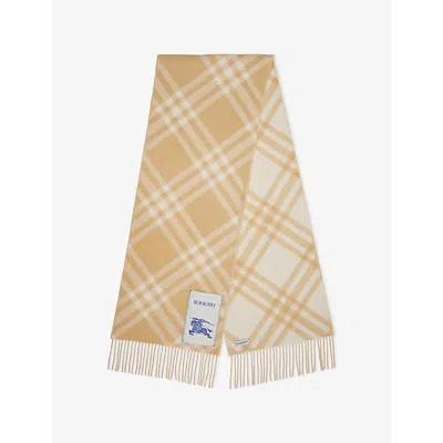 Burberry Womens Sand Check Cashmere Scarf In Neutral