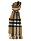 Burberry Cashmere Scarf With Check Pattern And Fringe In Brown