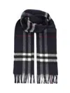 Burberry Check Cashmere Scarf Scarves And Foulards Black In Multi