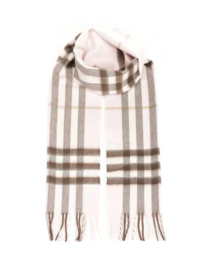 Burberry Check Cashmere Scarf Scarves And Foulards Rose In White