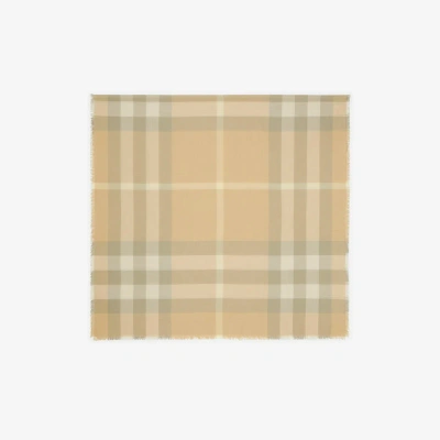 Burberry Check Cashmere Silk Scarf In Flax