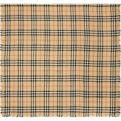 Burberry Check Cashmere Silk Scarf In Sand