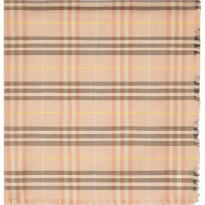 Burberry Check Cashmere Silk Scarf In Teacup