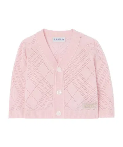 Burberry Kids' Check Cashmere Two-piece Set In Pink