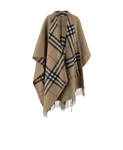 Burberry Check Cashmere Wool Cape In Multi
