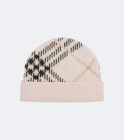 Burberry Check Cashmere-blend Beanie In Pink