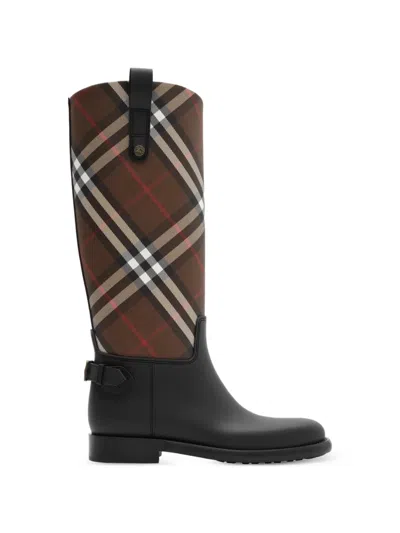 Burberry Check Cavalier Outdoor Boots In Brown