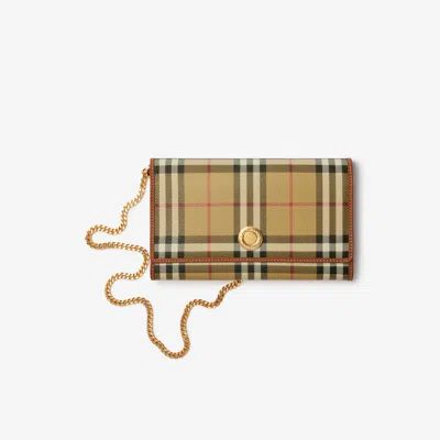 Burberry Check Chain Strap Wallet In Vintage Check