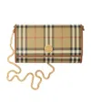 Burberry Hannah Check Coated Canvas Wallet On A Chain In Brown