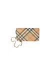 Burberry Check Chain Strap Wallet In Nude