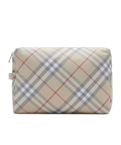 Burberry Check Changing Pouch In Gray