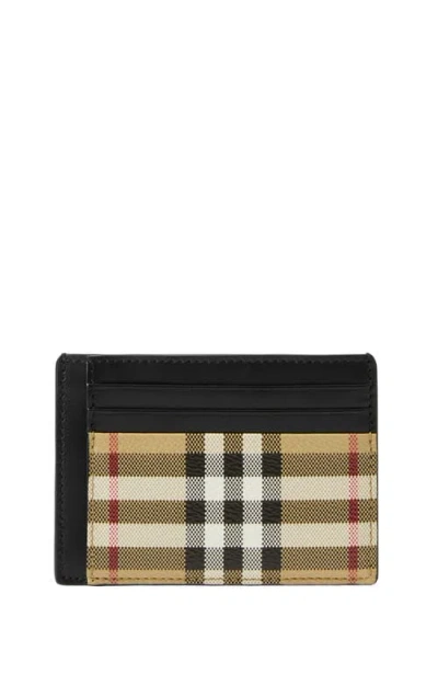 Burberry Check Clip Card Case In Brown