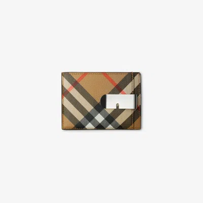 Burberry Check Clip Card Case In Burgundy