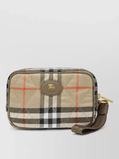 Burberry Check Clutch Bag In Brown