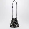 Burberry Black Check Clutch Shoulder Bag With Drawstring In Black