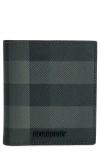 Burberry Check Coated Canvas & Leather Bifold Wallet In Charcoal