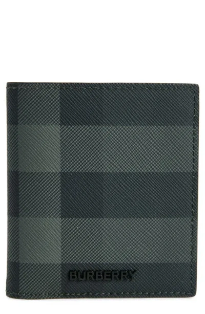 Burberry Check Coated Canvas & Leather Bifold Wallet In Charcoal